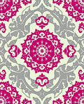 Fuchsia Gray Mandala Medallion Rug