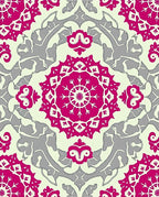 Fuchsia Gray Mandala Medallion Rug