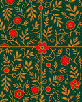 Emerald Green Red Floral Botanical Art Rug