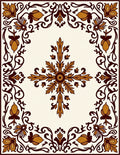 Gold and Brown Floral Scroll Border Rug