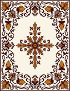 Gold and Brown Floral Scroll Border Rug