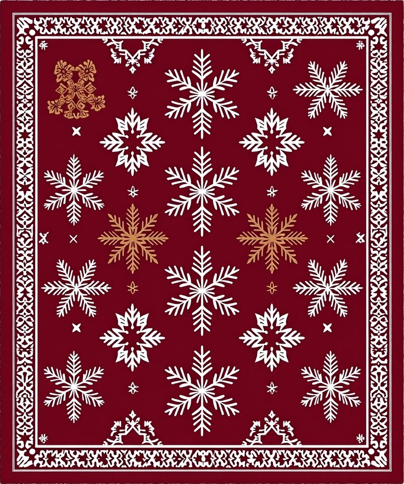 Rich Red Snowflake Winter Harmony Rug