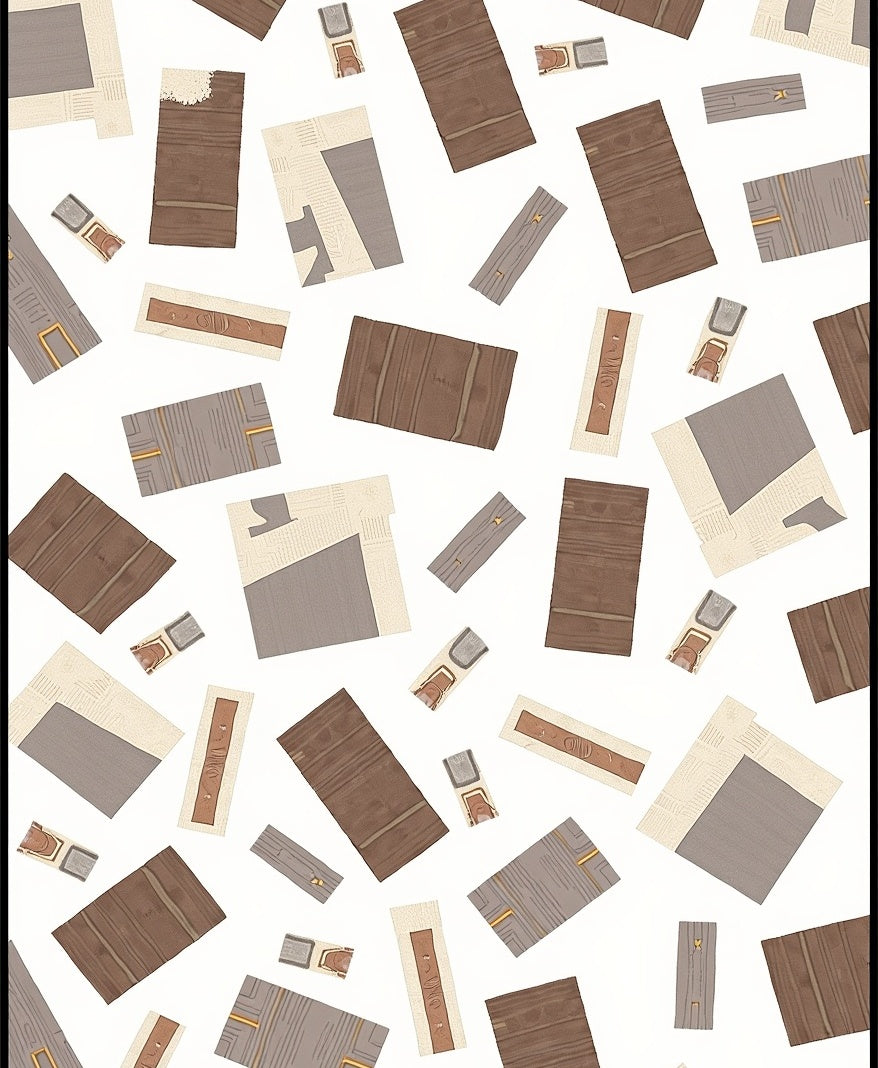 Brown Tan Earthy Wood Fragments Rug