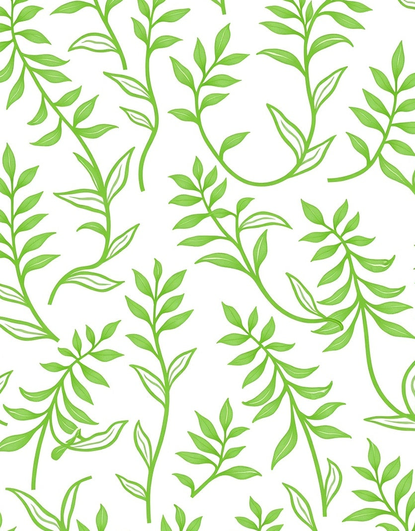 Bright Green Leafy Vine Cluster Rug