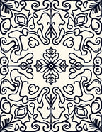 Navy Classic Floral Symmetry Rug