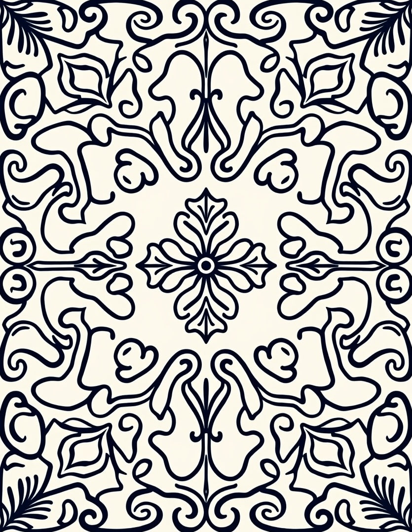 Navy Classic Floral Symmetry Rug