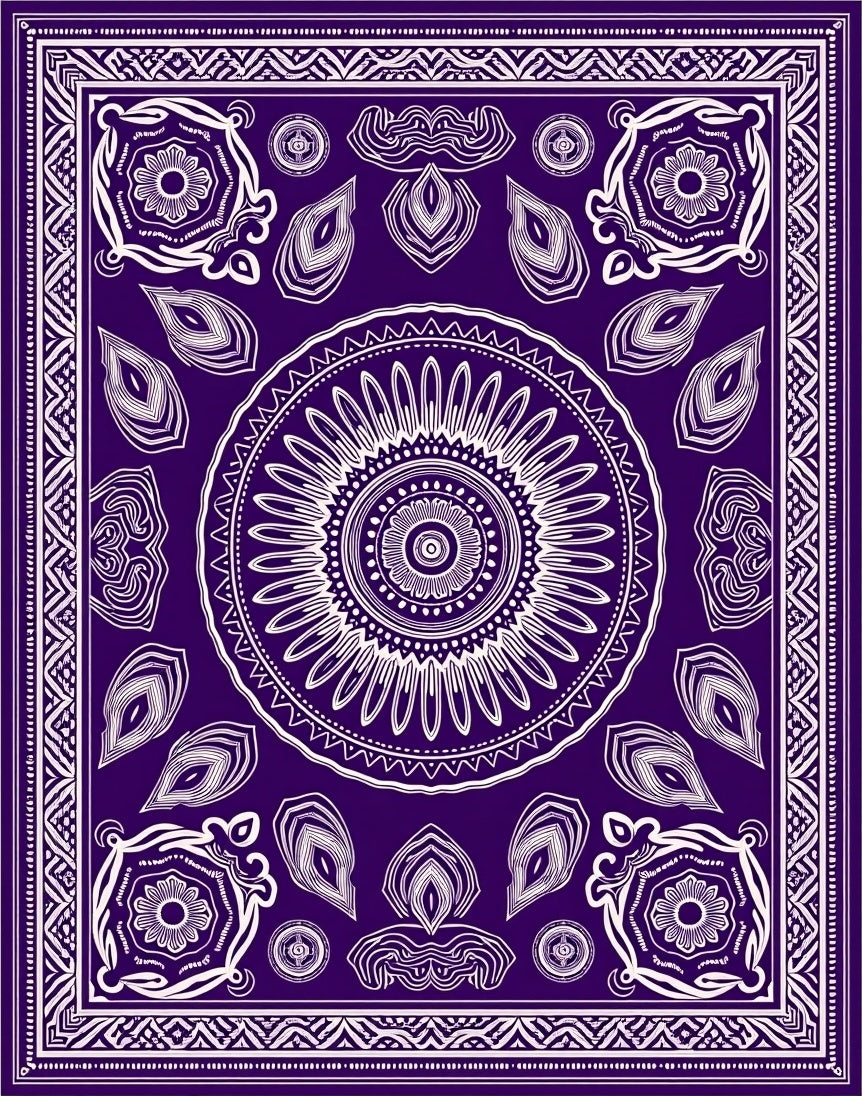 Regal Violet Medallion Mandala Rug