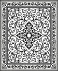 Ornate Black and White Floral Medallion Rug
