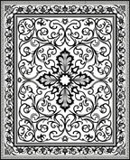 Ornate Black and White Floral Medallion Rug