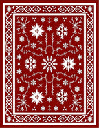 Crimson Snowflake Winter Wonderland Rug