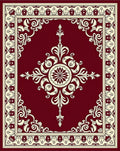 Deep Red Traditional Floral Medallion Rug