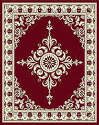 Deep Red Traditional Floral Medallion Rug