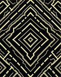 Black Yellow Art Deco Diamond Rug