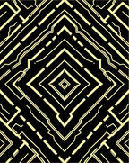 Black Yellow Art Deco Diamond Rug