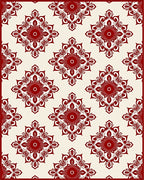 Deep Crimson Floral Medallion Rug