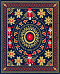 Navy Crimson Gold Nutcracker Mandala Rug