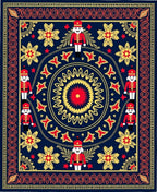 Navy Crimson Gold Nutcracker Mandala Rug