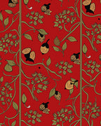Vibrant Red Botanical Vine Fruit Rug