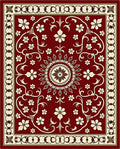 Deep Red Abundant Floral Lattice Rug