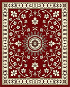 Deep Red Abundant Floral Lattice Rug