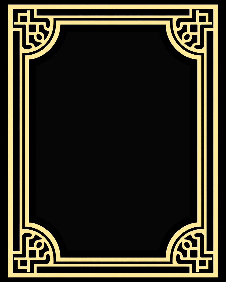 Gold and Black Art Deco Border Rug