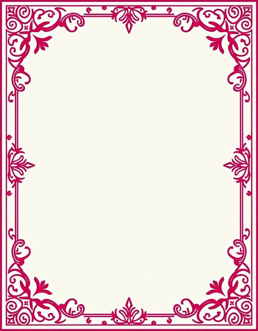 Elegant Magenta Floral Corner Border Rug