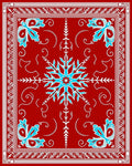 Red Sky Blue Starburst Floral Accents Rug