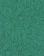 Teal Tropical Leaf Vine Art Rug