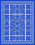 Vibrant Blue White Geometric Symmetry Rug