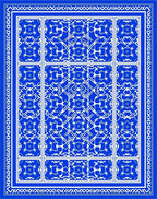 Vibrant Blue White Geometric Symmetry Rug