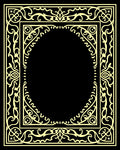 Elegant Cream Scrollwork Oval Frame Rug