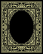 Elegant Cream Scrollwork Oval Frame Rug