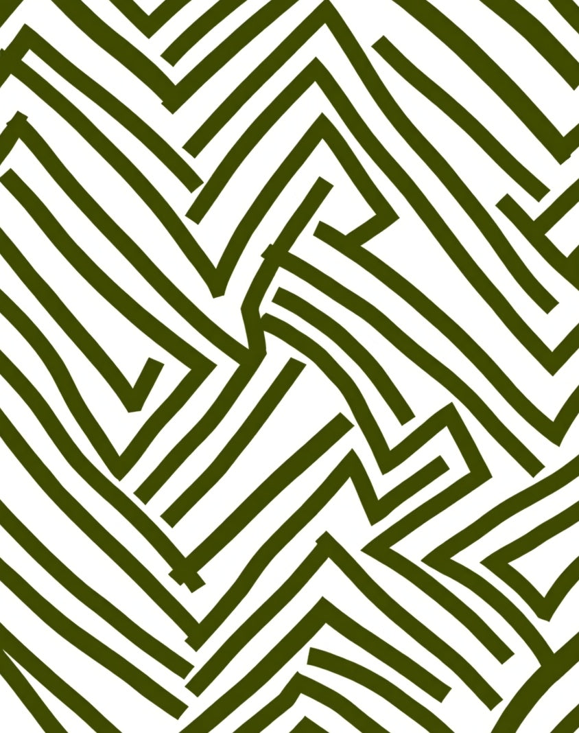 Olive Green Abstract Chevron Lines Rug