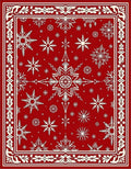 Crimson Snowflake Winter Border Rug
