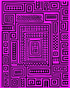 Bold Pink Geometric Maze Composition Rug