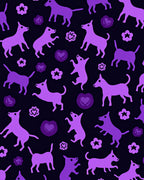 Violet Dog Heart Flower Collage Rug
