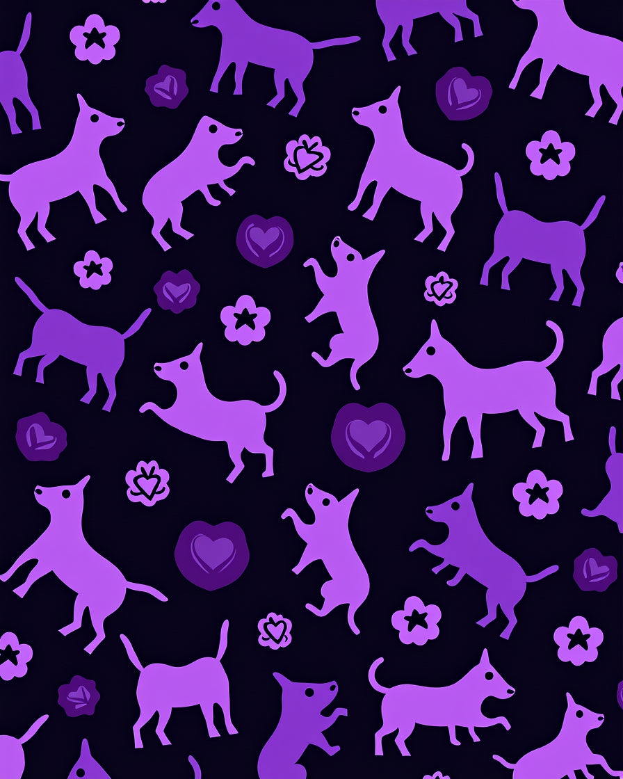 Violet Dog Heart Flower Collage Rug