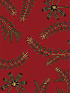 Red Golden Black Botanical Leaf Cluster Rug