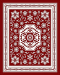 Crimson Snowflakes Medallion Border Rug