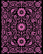 Vibrant Pink Floral Swirls Rug