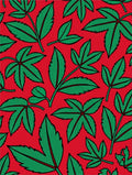 Vibrant Red Green Leafy Foliage Rug
