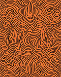 Orange Black Abstract Swirl Lines Rug