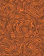 Orange Black Abstract Swirl Lines Rug