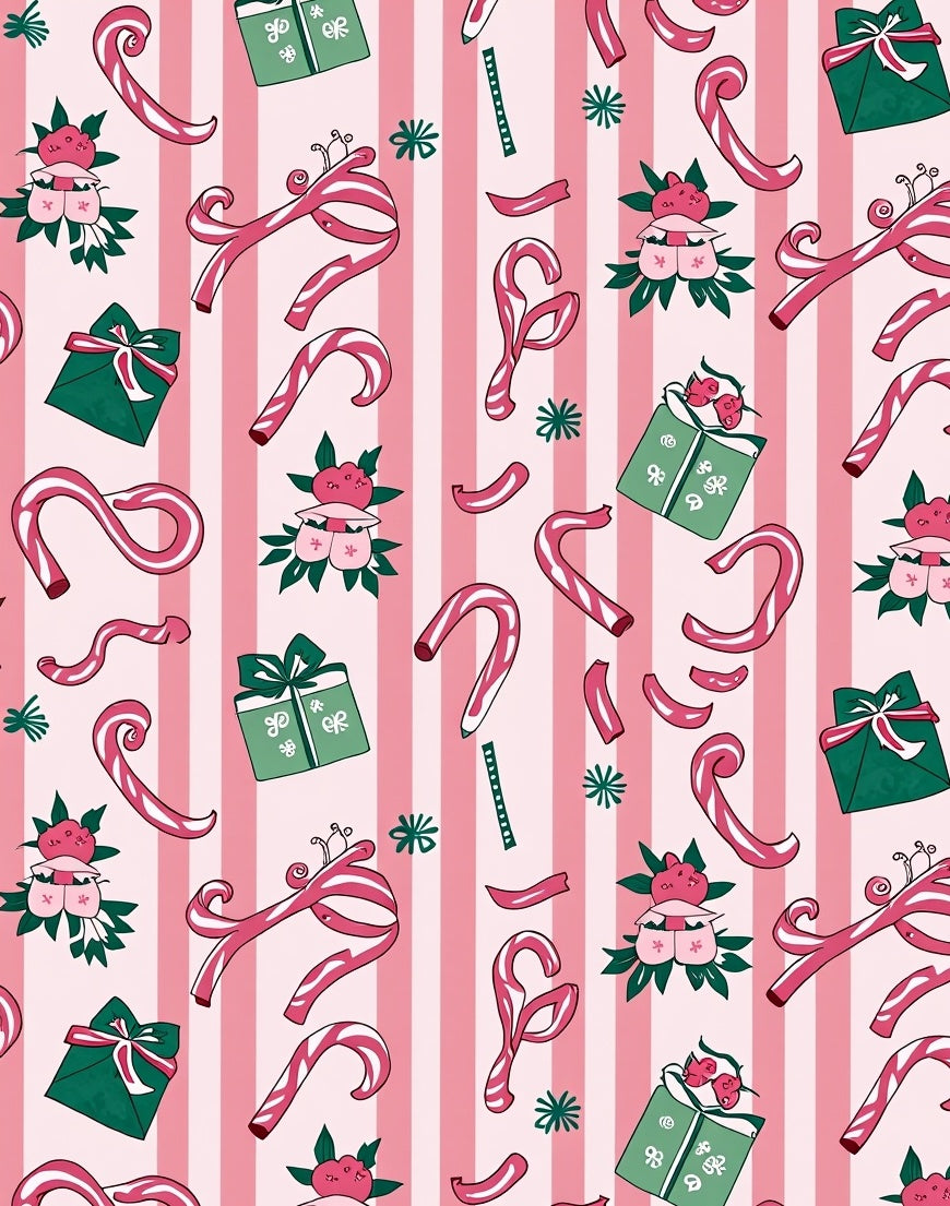 Pink Candy Cane Gift Stripe Rug