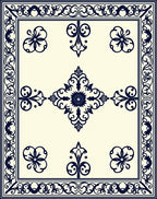 Navy Floral Medallion Cream Regal Rug