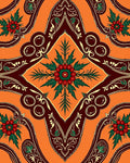 Ornate Red Berry Vine Medallion Rug