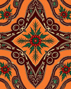Ornate Red Berry Vine Medallion Rug