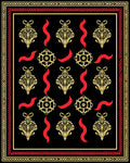 Black Gold Red Ornate Flourish Swirl Rug