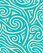 Turquoise Cream Swirl Abstract Lines Rug
