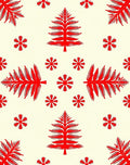 Crimson Red Evergreen Snowflakes Rug